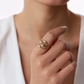 8 Ayar Altın Eşsiz Tasarımlı Taşsız Kadın Yüzük - 3