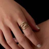 8 Ayar Altın Eşsiz Tasarımlı Taşsız Kadın Yüzük - 4