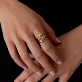 8 Ayar Altın Eşsiz Tasarımlı Taşsız Kadın Yüzük - 2