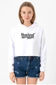 Rurouni Kenshin Letter Logo Beyaz Optik Kadın Crop Kapşonlu thumbnail 1