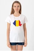Euro 24 Romania Beyaz Kadın Bisikletyaka Tshirt thumbnail 1