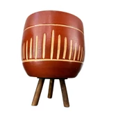 Bitki Tasarımı  Dik Çizgi Desenli Toprak Saksı Saksılık Salon Çiçeklik 3 Ayaklı - 19 CM thumbnail 3