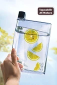 A5 Bottle Motivasyon Su Matarası Şeffaf Notebook Taşınabilir Sporcu Suluk Su Şişesi 350ml - 1