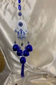 Deprem Zili Çanı Duvar Rüzgar Çanı Zili Feng Shui Ejderha Yılı Koruyucu Telkari Fatıma Eli 5 Çanlı Nazar Boncuğu Objeli thumbnail 4