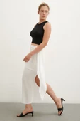 Önü Bağlamalı Etek Ekru thumbnail 2