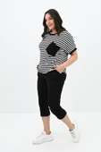 Kadın Büyük Beden Bisiklet Yaka Çizgili Cep Detaylı Kısa Kol Eşofman Takımı 8013 - 3