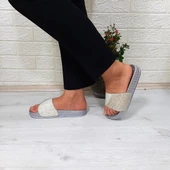 Pienn 20037 Beyaz Taşlı Günlük Bayan Terlik thumbnail 5