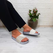 Pienn 20037 Beyaz Taşlı Günlük Bayan Terlik thumbnail 3