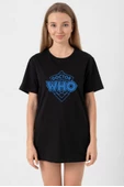 Doctor Who New Siyah Kadın Oversize Tshirt - 1