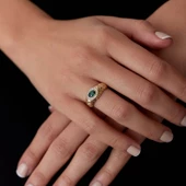 8 Ayar Taşlı Altın Burgu Kadın Yüzük - 2