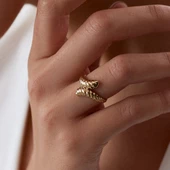 8 Ayar Kruvasan Altın Kadın Yüzük - 1