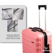 Vegmann Tartılı Scadel Pembe Orta Boy Valiz thumbnail 5