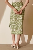 Yırtmaçlı Desen Etek Yeşil - 5