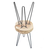 Talya 3 Lü Set Ahşap ve Kütük Sehpa Metal Firkete Ayak - 6
