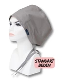Standart Beden Gri Tek Renk Cerrahi Bone Doktor Hemşire Sağlıkçı Hastane Bonesi - 1