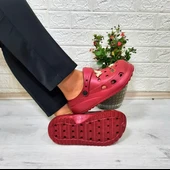 Sonimix 12901 Bordo Taşlı Kalın Tabanlı Bayan  Terlik thumbnail 2