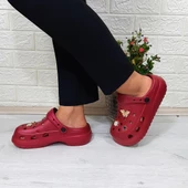 Sonimix 12901 Bordo Taşlı Kalın Tabanlı Bayan  Terlik thumbnail 5