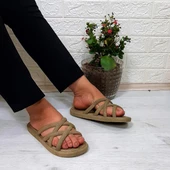 Brn 302 Camel Ahtapot Hasırlı Kaymaz Havuz Plaj Bayan Terliği - 3
