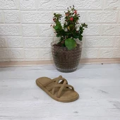 Brn 302 Camel Ahtapot Hasırlı Kaymaz Havuz Plaj Bayan Terliği - 6