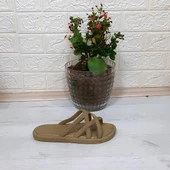 Brn 302 Camel Ahtapot Hasırlı Kaymaz Havuz Plaj Bayan Terliği - 7