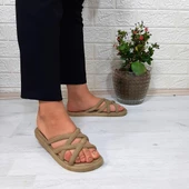 Brn 302 Camel Ahtapot Hasırlı Kaymaz Havuz Plaj Bayan Terliği - 4