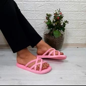 Brn 302 Pembe Ahtapot Hasırlı Kaymaz Havuz Plaj Bayan Terliği thumbnail 3