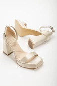 Matilda Krem Saten Platformlu Açık Burunlu Kalın Topuklu Ayakkabı thumbnail 1