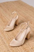 Lillian Topuklu Krem Saten Topuklu Kadın Ayakkabı - 3