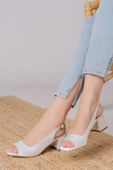 Eriola Beyaz Saten Detaylı Alçak Topuklu Kadın Ayakkabı - 2