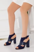 Cassie Topuklu Lacivert Cilt-Süet Ayakkabı - 3