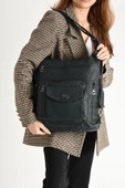 571 collections Yıkanmış Deri Hem Sırt Hem Omuz Çantası Mavi (Model: 571-9-10A) - 2
