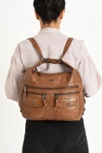 Suni Deri Yumuşak Dokumalı Sırt Omuz Çantası Taba (Model: 571-11-13A) - 1