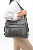 571 collections Suni Deri Yumuşak Dokumalı Sırt Omuz Çantası Gri (Model: 571-11-13B) thumbnail 2