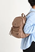 Suni Deri yumuşak dokumalı  Sırt Çantası Vizon (Model: 571-11-12H) - 2
