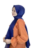 Siyane Scarf Tül Görünümlü Şal - Pırlanta Abiye Düğünlük Şal 00790  KOYU SAKS - 1