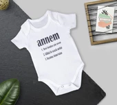 Unisex Bebek Ekru Organik Annem Ve Babam Yazılı Kısa Kol Body 2'li Set annem babam - 3