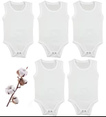 Bebek Basic Zıbın %100 Pamuk Penye Bisiklet Yaka 5 Li Atlet Body Zıbın 3 yaş 4 yaş 5 yaş 6 yaş - 1
