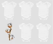 Bebek Basic Zıbın %100 Pamuk Penye Zarf Yaka 5 Li Body Zıbın Yenidoğan 3 Ay 6 Ay 9 Ay 12 Ay - 1
