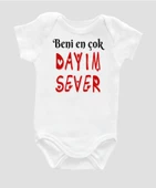 Organik %100 Pamuk Beni En Çok Dayım Sever Baskılı Bebek Body ZBN068 - 1
