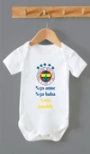 Organik %100 Pamuk %50 Anne %50 Baba Sarı Lacivert Bebek Body Badi Çıtçıtlı Zıbın ZBN129 - 1