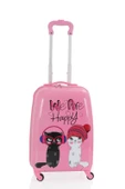V307 ABS ÇOCUK VALİZ-PEMBE - HAPPY BASKI - 1