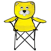 Katlanabilir Çocuk Kamp Sandalyesi Sarı Kedi Figürlü Taşıma Çantalı - 1