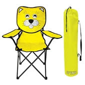 Katlanabilir Çocuk Kamp Sandalyesi Sarı Kedi Figürlü Taşıma Çantalı - 2