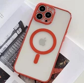 Iphone 12 Pro Max Köşeleri Renkli Arkası Şeffaf Kamera Korumalı Magsafe Kılıf - 11