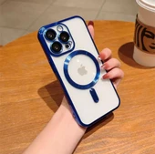 Iphone 12 Pro Max Köşeleri Renkli Arkası Şeffaf Kamera Korumalı Magsafe Kılıf - 5