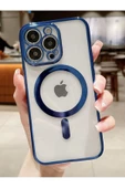 Iphone 12 Pro Max Köşeleri Renkli Arkası Şeffaf Kamera Korumalı Magsafe Kılıf - 4