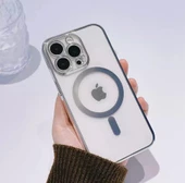 Iphone 12 Pro Max Köşeleri Renkli Arkası Şeffaf Kamera Korumalı Magsafe Kılıf - 6