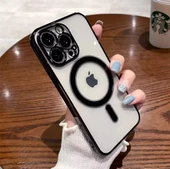 Iphone 12 Pro Max Köşeleri Renkli Arkası Şeffaf Kamera Korumalı Magsafe Kılıf - 2