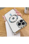 Iphone 12 Pro Max Köşeleri Renkli Arkası Şeffaf Kamera Korumalı Magsafe Kılıf - 7