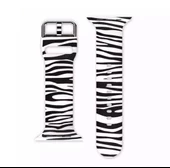 Apple Watch Seri 2/3/4/5/6/7 42mm 44mm 45mm Uyumlu Zebra Desenli Silikon Kordon - 3